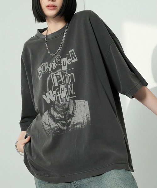 [Alfred Alex] Винтажная графическая оверсайз футболка / vintage graphic oversized tee