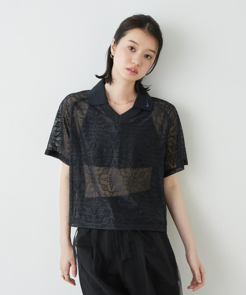 Nike Sportswear Women’s Loose Lace Polo Jersey Top IF0521-010 Black женская поло‑футболка свободного кроя, черная