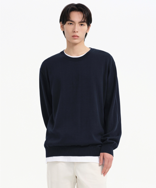 Woshibuls‑spim cotton crew neck пуловер [NAIVY]