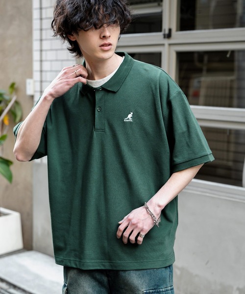 KANGOL новый цвет, логотип刺繍 поло с охлаждающим эффектом, оленёнок ワンポイントロゴ刺繍 полуспортивная поло-рубашка