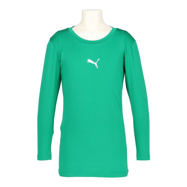 Футболка PUMA 660769 05 компрессионная для юниоров с круглыми вырезами, размер 130, зелёная