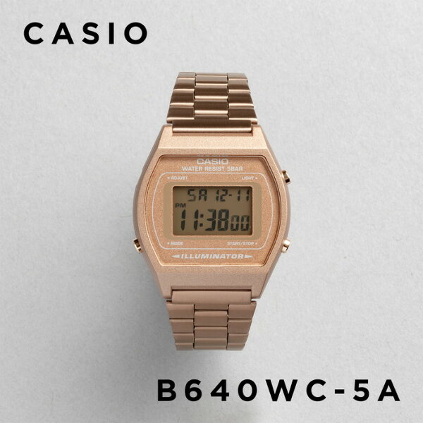 CASIO STANDARD MEN B640WC-5A наручные часы, мужские, бландовые, детские, дата, розовое золото, меттал, зарубежная модель