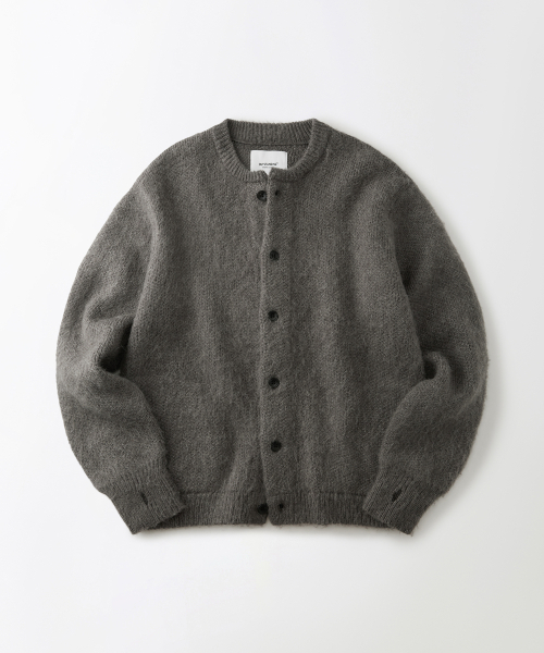 Brushed Wool круглошейный кардиган — меланж‑серый
