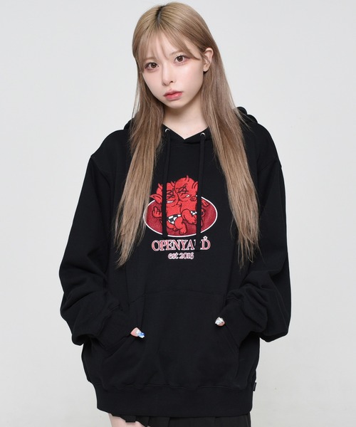 [OY/ОУАЙ] TWO DEVILS LOGO HOODIE — худи с логотипом Девилс/дегелро фади