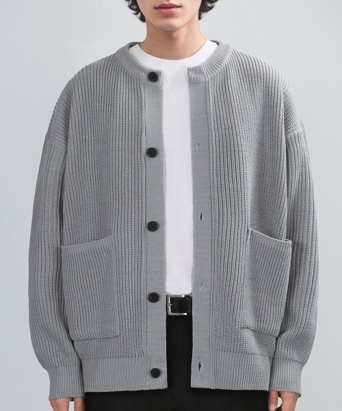 POCKET ROUND CARDIGAN (GRAY) тяжёлый трикотаж