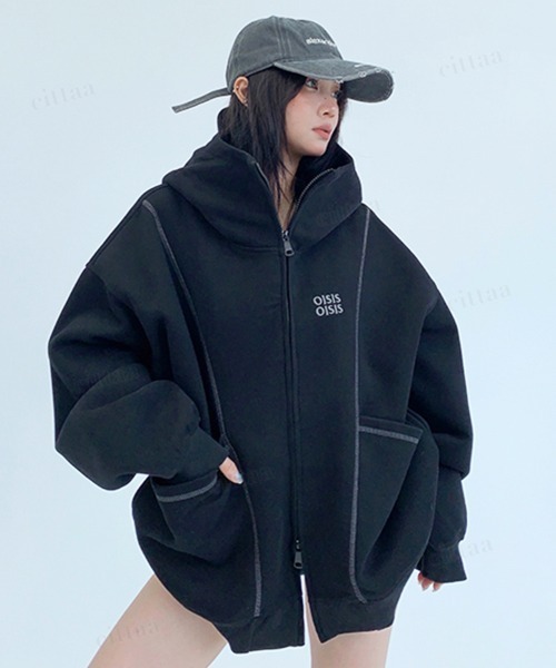 Южнокорейская fashion OISIS логотип, окрашенный пейпинг, джиповер, оверсайз пакет‑кардиган