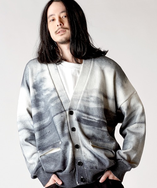 NO ID. Sunrise Print Knit Cardigan — кардиган с принтом «восход» (трикотаж)