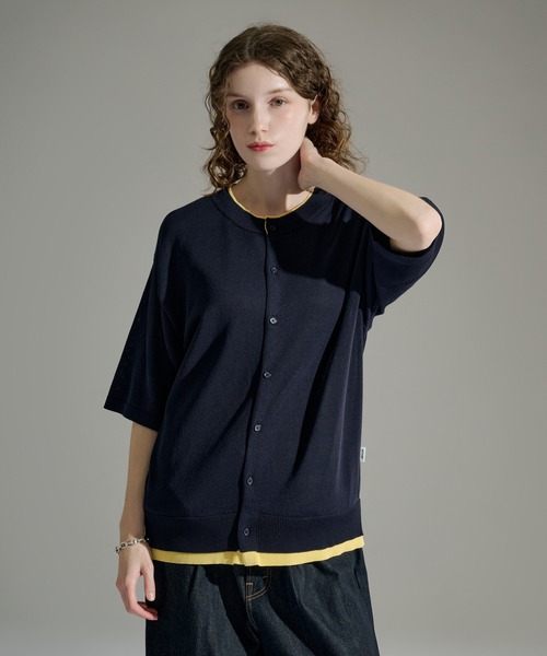Crew Neck Layered Knit S/S Shirt — футболка-слойка с круглым вырезом
