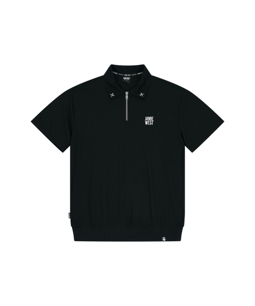 Half‑zip jersey garage point T‑shirt (black) — черная футболка с полу‑молнией