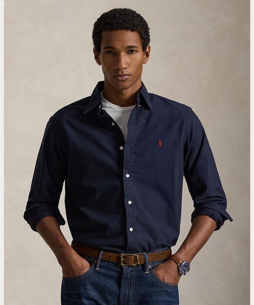 Классик fit garment dyed oxford shirts — мужская оверсайз рубашка с оксфордской тканью
