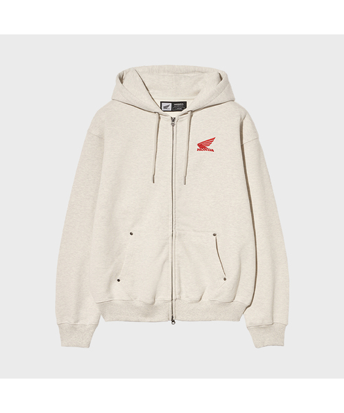 Silky Boa Wing Logo Hoodie Zip‑up — худи на молнии, цвет: oatmeal