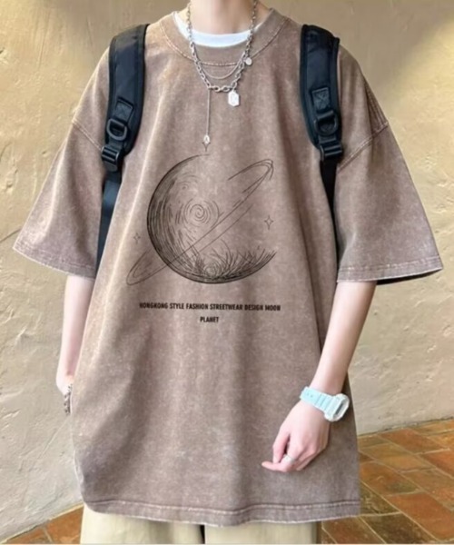 [UNISEX] Moon Print Pigment T — пигментная футболка Half Sleeve