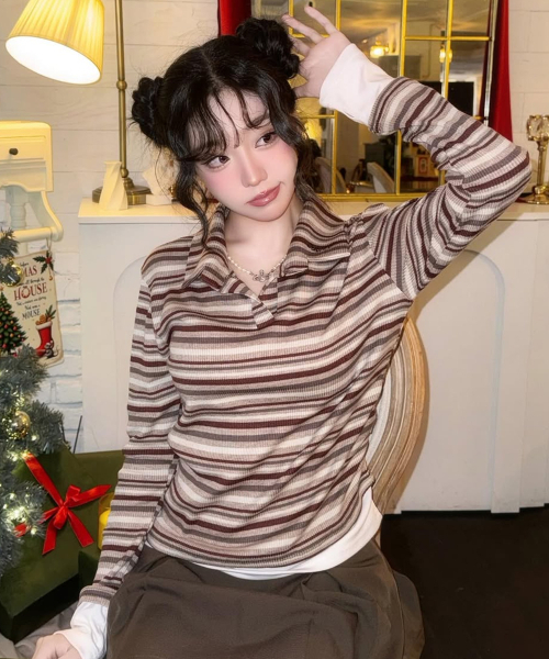 Leisure stripe card T‑shirt / T‑блузон с полосками