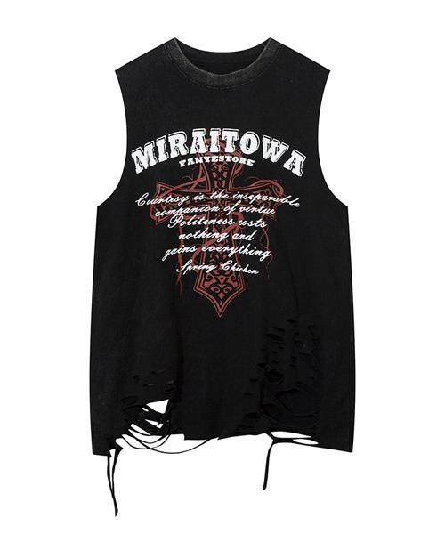 Футболка с эффектом повреждения — damage cross print T‑shirt