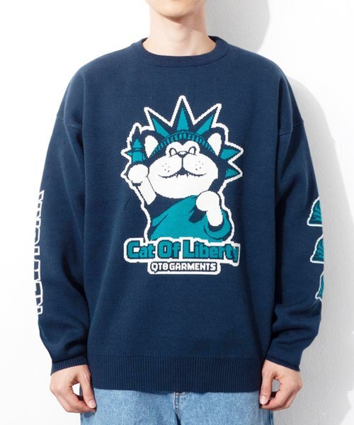GB Cat of Liberty жаккардовый свитер (тёмно‑синий)