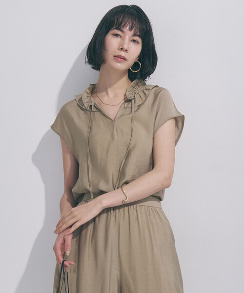 [WEB限定カラー] Vintage frill blouse blue/white