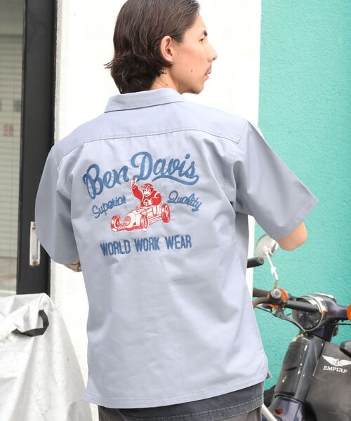 BEN DAVIS RACER S/S WORK SHIRT / короткая рукавная рабочая рубашка, классический бокс стиль
