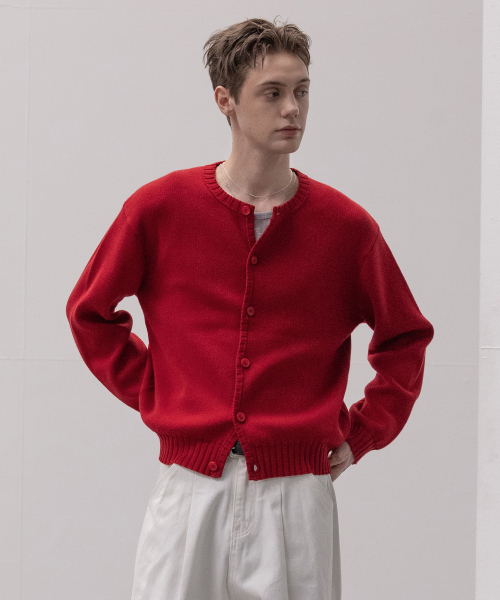 Panel ripround cardigan — кардиган с диагональной панелью (Deep Red)