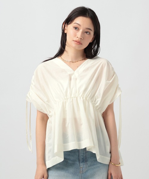 Мягкий V‑neck джазер браузер‑блуз