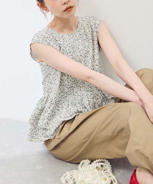Маленький цветочный тюль‑тиард Zerosleeve blouse