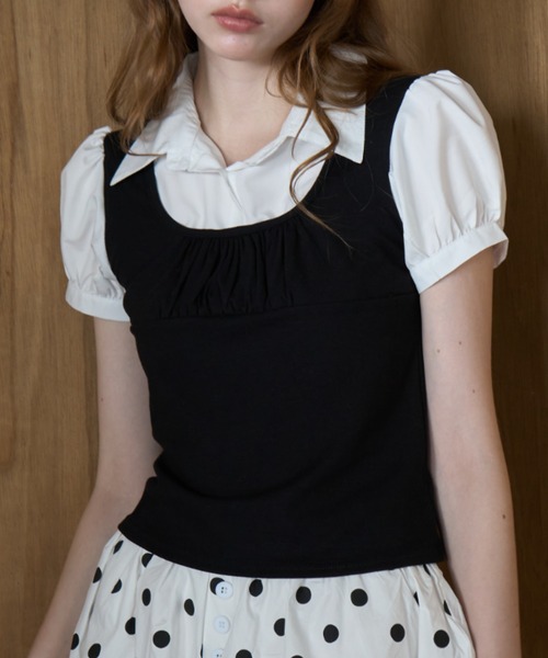 Рейядрайк пэф‑пафслив блуза / Layered‑look puff‑sleeve blouse