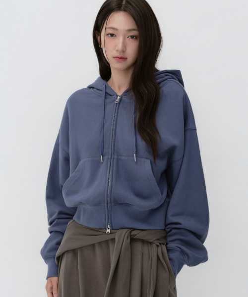 Womens Boulevard Crop Hooded Parka Jacket [Dusty Blue]