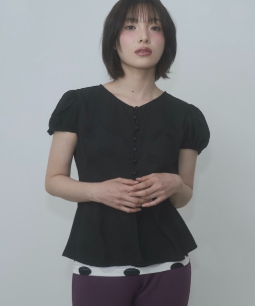 Puff sleeve button blouse — пышные рукава, блузка на пуговицах