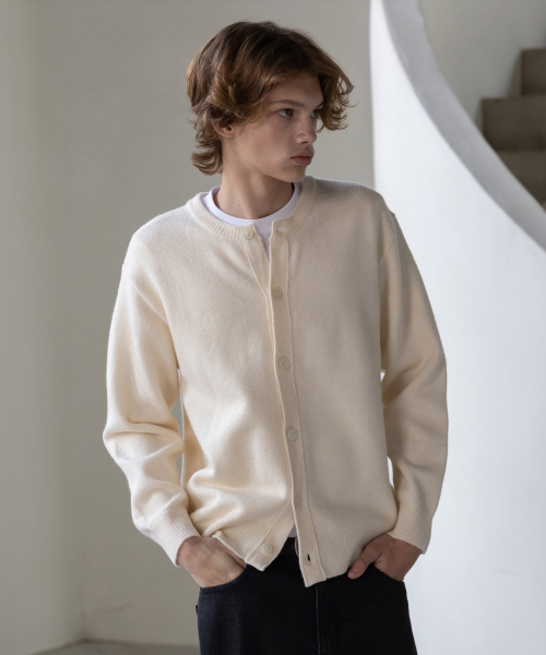 Comfort round-neck neck cardigan — айвори