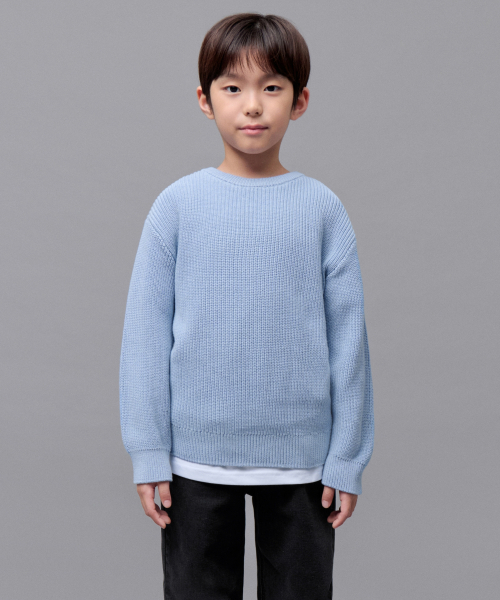 Cotton rib crew-neck knit [серенитиблу]