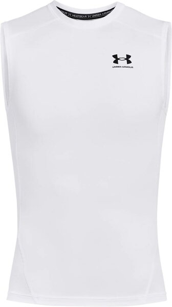 [1 шт.] Under Armour UA HeatGear Armor компрессионная футболка 1361522 100 — бело×чёрная