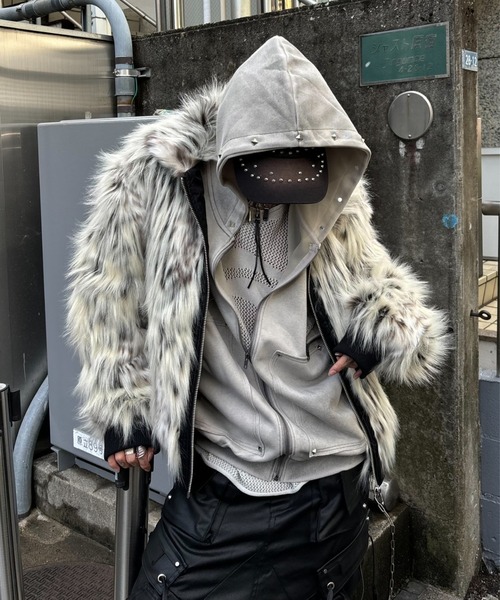 [Never mind the XU] Studs washing zip up hoodie — худи на молнии со стразами