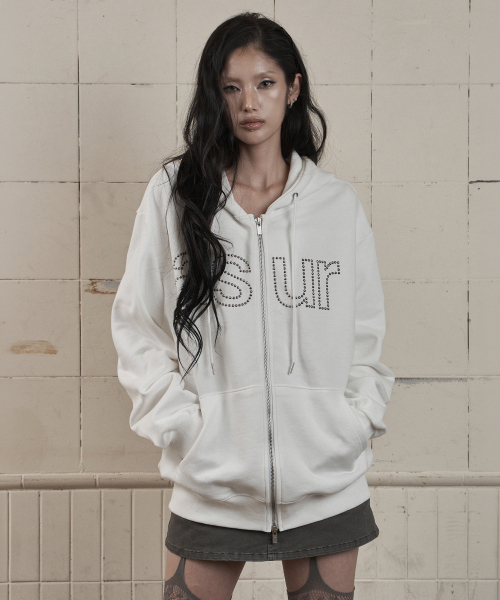 AU Hotfix Fudge zip up hoodie WHITE — белая худи‑куртка
