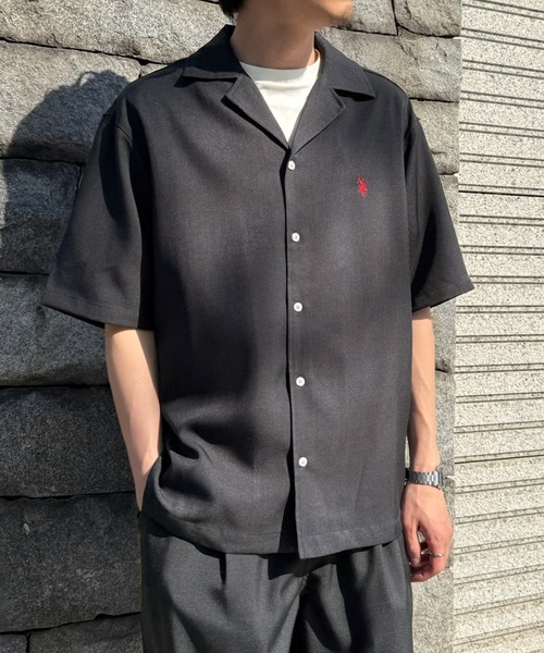 U.S. POLO ASSN. Wanpoint Logo Relaxing Open Collar — поло с открытым воротом, короткий рукав, с расширяющейся планкой