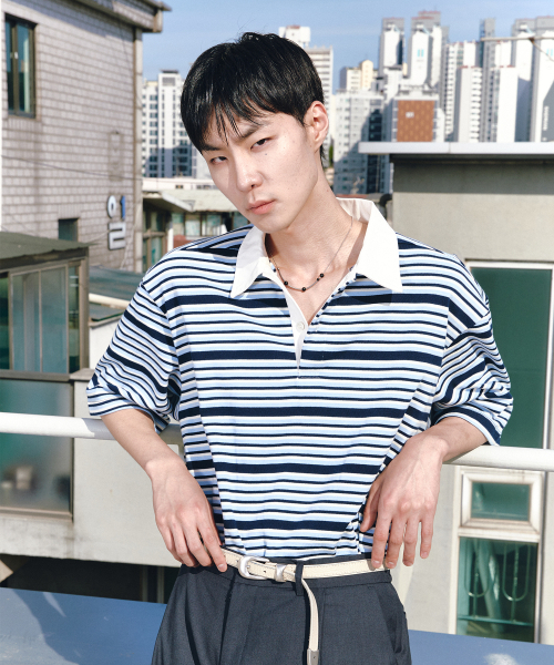 OVERSIZED RUGBY T-SHIRTS (BLUE STRIPE)