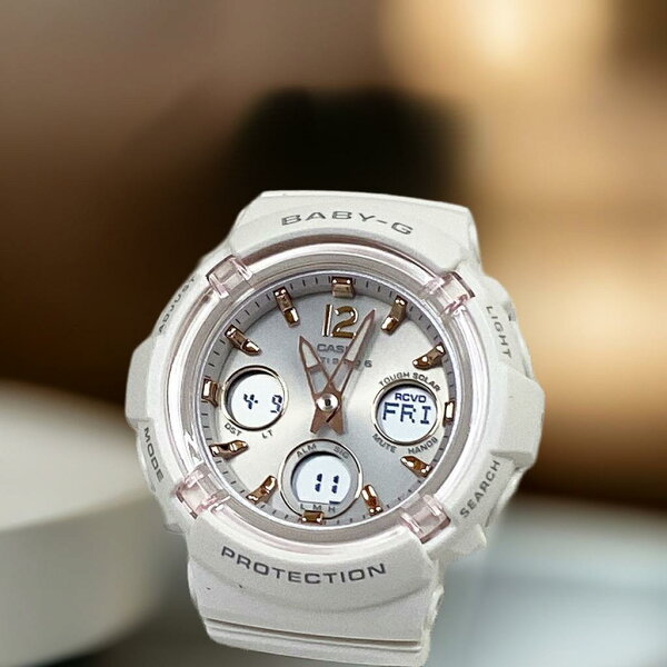 Для милой мамы — нарядные часы Casio с гарантией 1 год. BABY-G Casio BGA-2800-7AJF, белые, радиоуправляемые, с подарочной коробкой