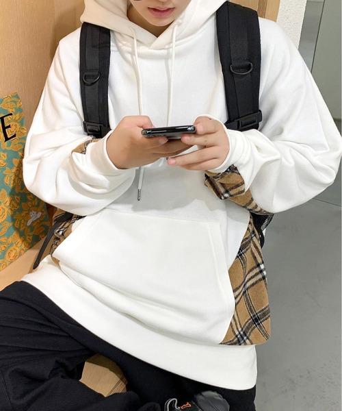 neos -addictive design-: толстовка «Loose Sleeve» с внутренней подкладкой, клетчатый дроп-шолд пульт-пуловер