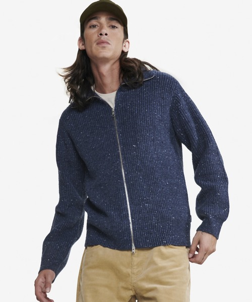 Merange Wool Highneck Zip Up Knit Sweater / Double Zip Driver Knit — мериносовая трикотажная кофта с высоким воротником и молнией