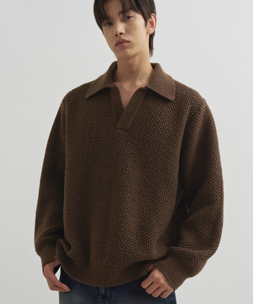 Оверсайз пике‑футболка в коричневом цвете (Oversize pique) [BROWN]