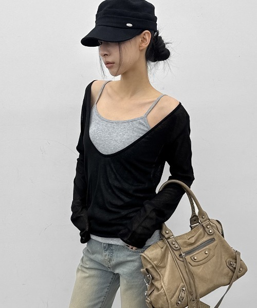 [MADE] Robtiedeep V‑neck shear t‑shirt — V‑образная футболка с декоративной отделкой