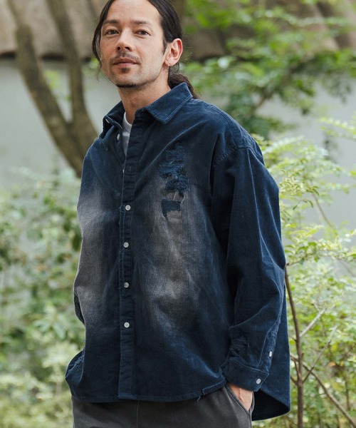 ms5750 — вельвет рубчик стрейч, потертая куртка‑рубашка (corduroy distressed outer like shirt).