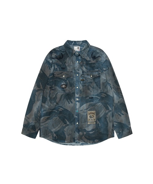 AAPE washed denim long sleeve shirt — джинсовая рубашка AAPE с эффектом «washed».