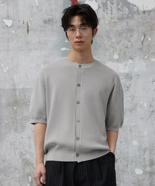 Solid half‑knit cardigan [grey] — полухлопковый кардиган