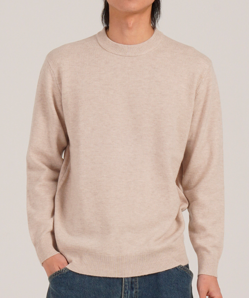 [Wool90] минимал‑клон‑нейк вязаное платье (бежевое)