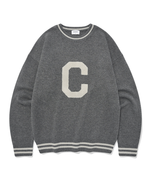 Big C Logo Crew‑neck Knit Melange — вязаная футболка‑пуловер с большим логотипом, меланж