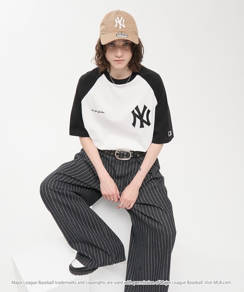 MLB/Major League бейс‑бол: футболка с вышивкой, Big Sleeve логотип, Raglan поло с коротким рукавом