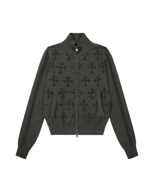 Кардган Cross Boucle Knit на молнии (хаки)