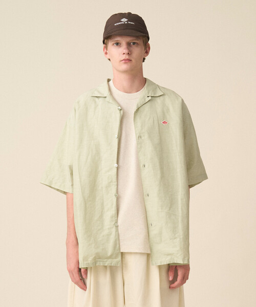Мужская льняная рубашка с открытым воротником, хлопок-лён slub — Men’s Cotton Linen Slub Open-Collar Shirt