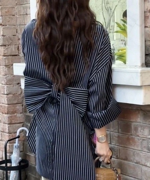 Страйп бакри банд-рубашка (Stripe back ribbon shirt)