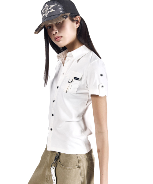 Рубашка с отворотными рукавами (белая) Roll‑Up Pocket Shirt (White)
