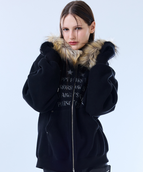 FS LETTER HOOD ZIPUP (чёрный)
